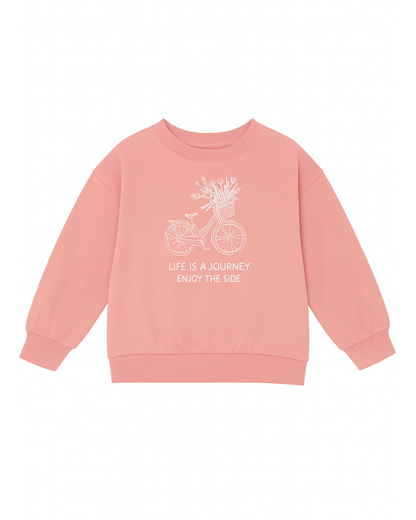 Sudadera rosa con estampado de bicicleta