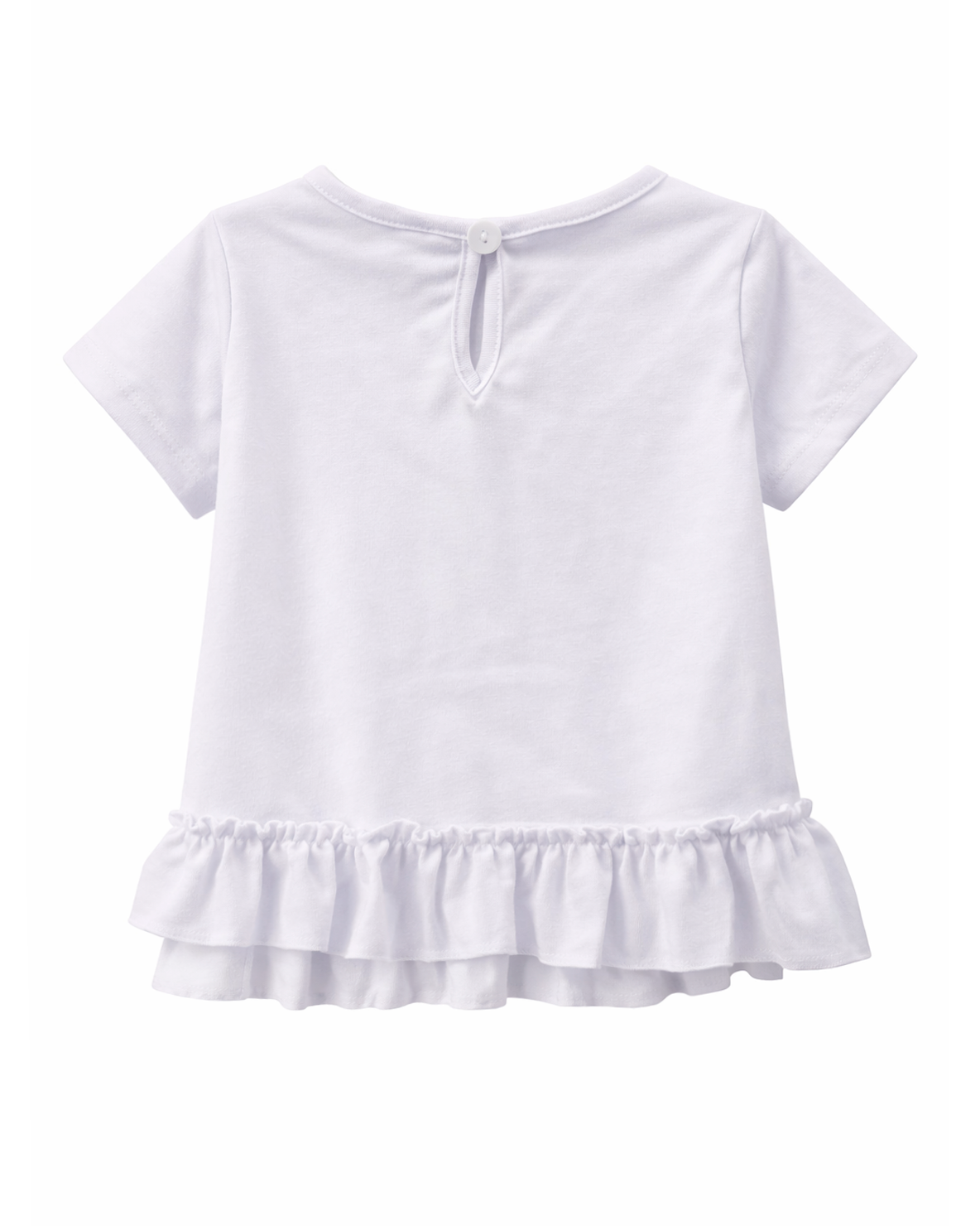 Blusa Blanca con Volante Asimétrico y Estampado Circus