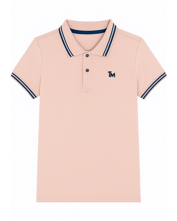 Polo Infantil Rosa Palo con Detalles Azul Marino “TM”