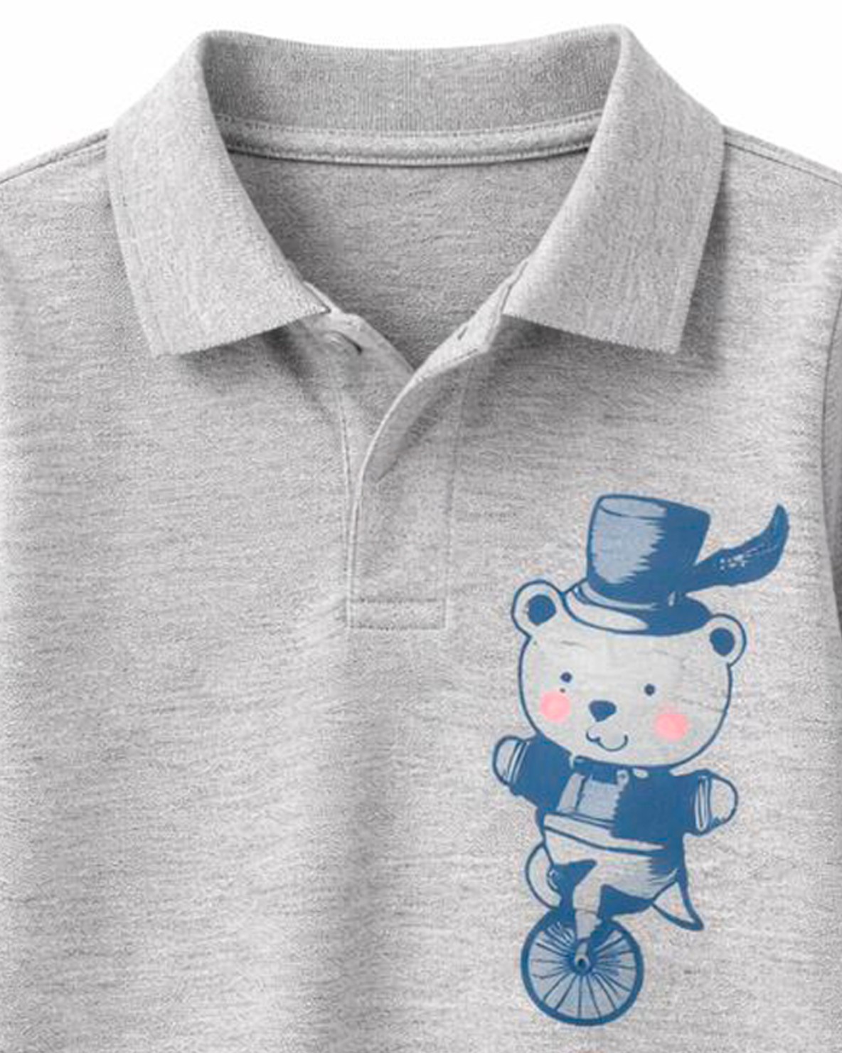 Polo Infantil Gris Jaspe con Estampado Oso Circus