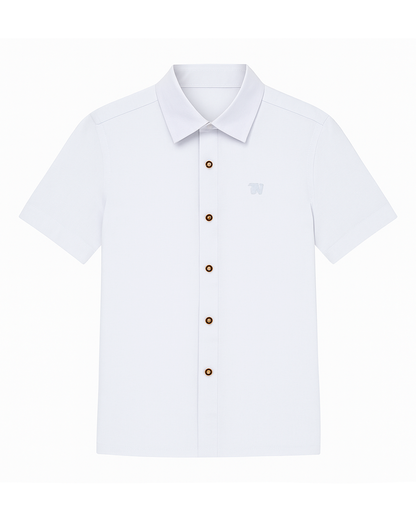 Camisa Infantil Blanca con Botones en Contraste