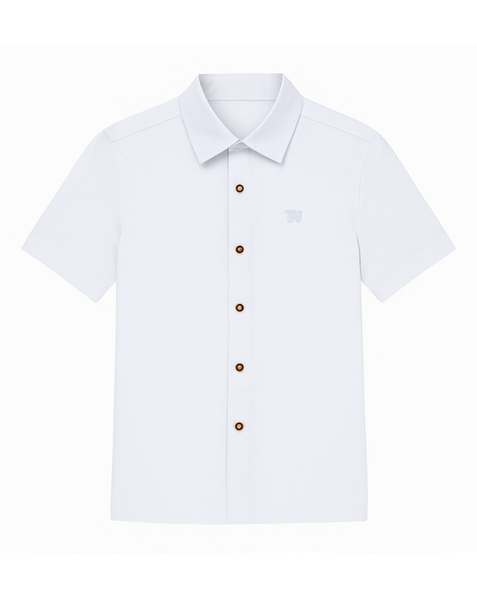 Camisa Infantil Blanca con Botones en Contraste