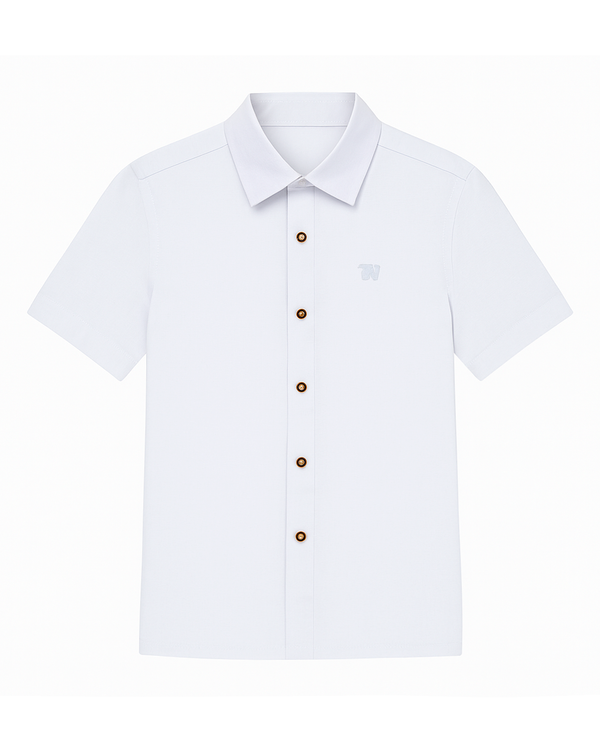 Camisa Infantil Blanca con Botones en Contraste