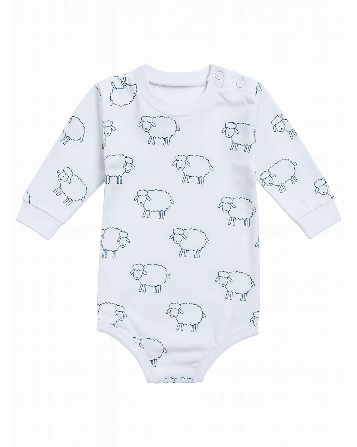 Body Manga Larga Blanco Estampado de Ovejitas