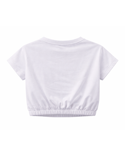 Camiseta Blanca Crop con Estampado Circus