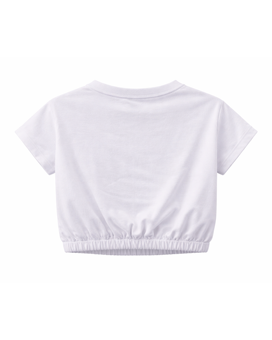 Camiseta Blanca Crop con Estampado Circus