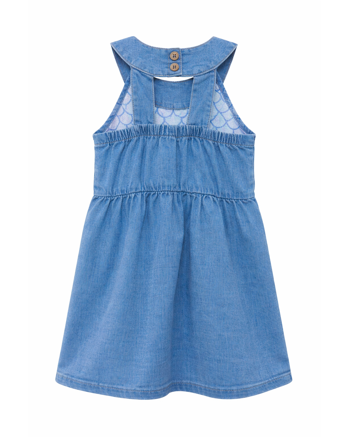 Vestido Niña Chambray Cuello Amplio Azul