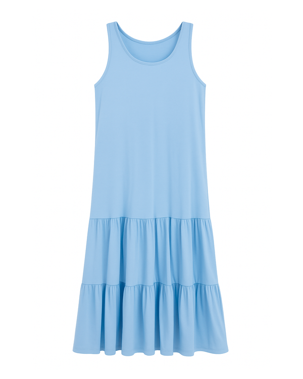 Vestido Infantil Azul Cielo con Volantes