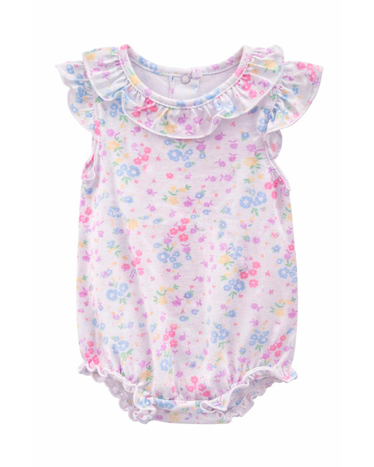 Enterizo Floral con Volantes en Cuello y Mangas