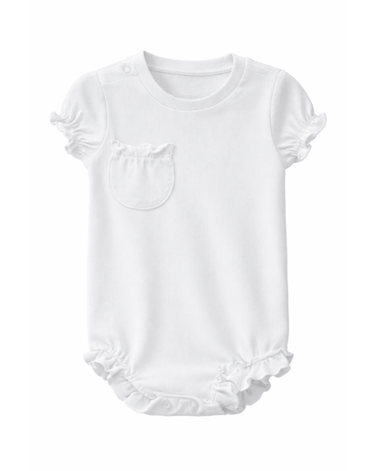 Body Bebé con Bolsillo y Volantes Blanco