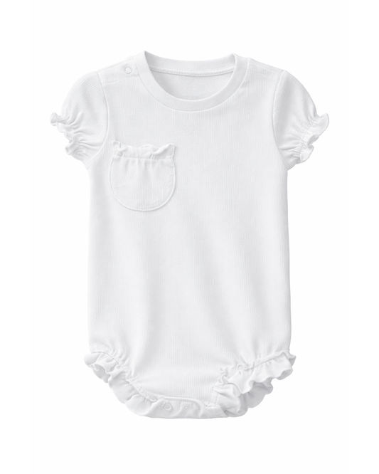 Body Bebé con Bolsillo y Volantes Blanco
