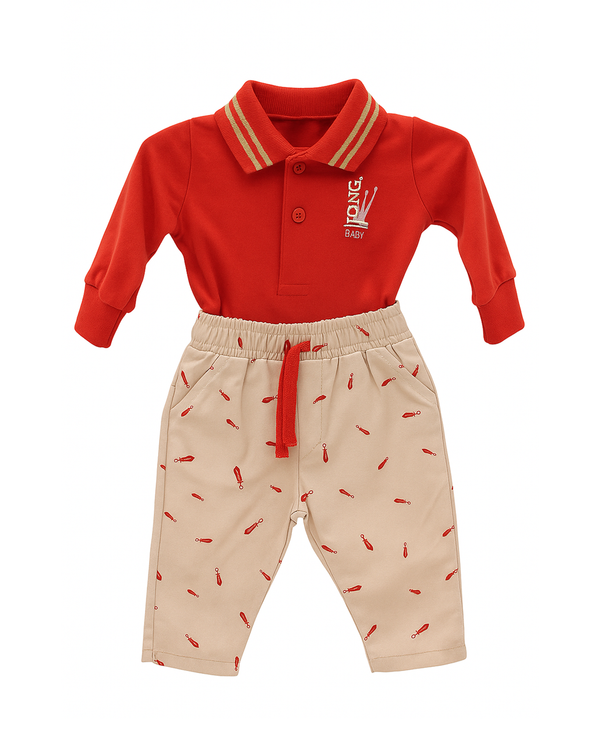 CONJUNTO POLO NIÑO CARMESI
