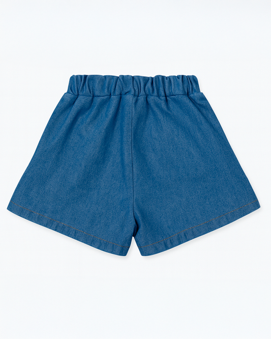 Short Denim con Pretina Fruncida Infantil