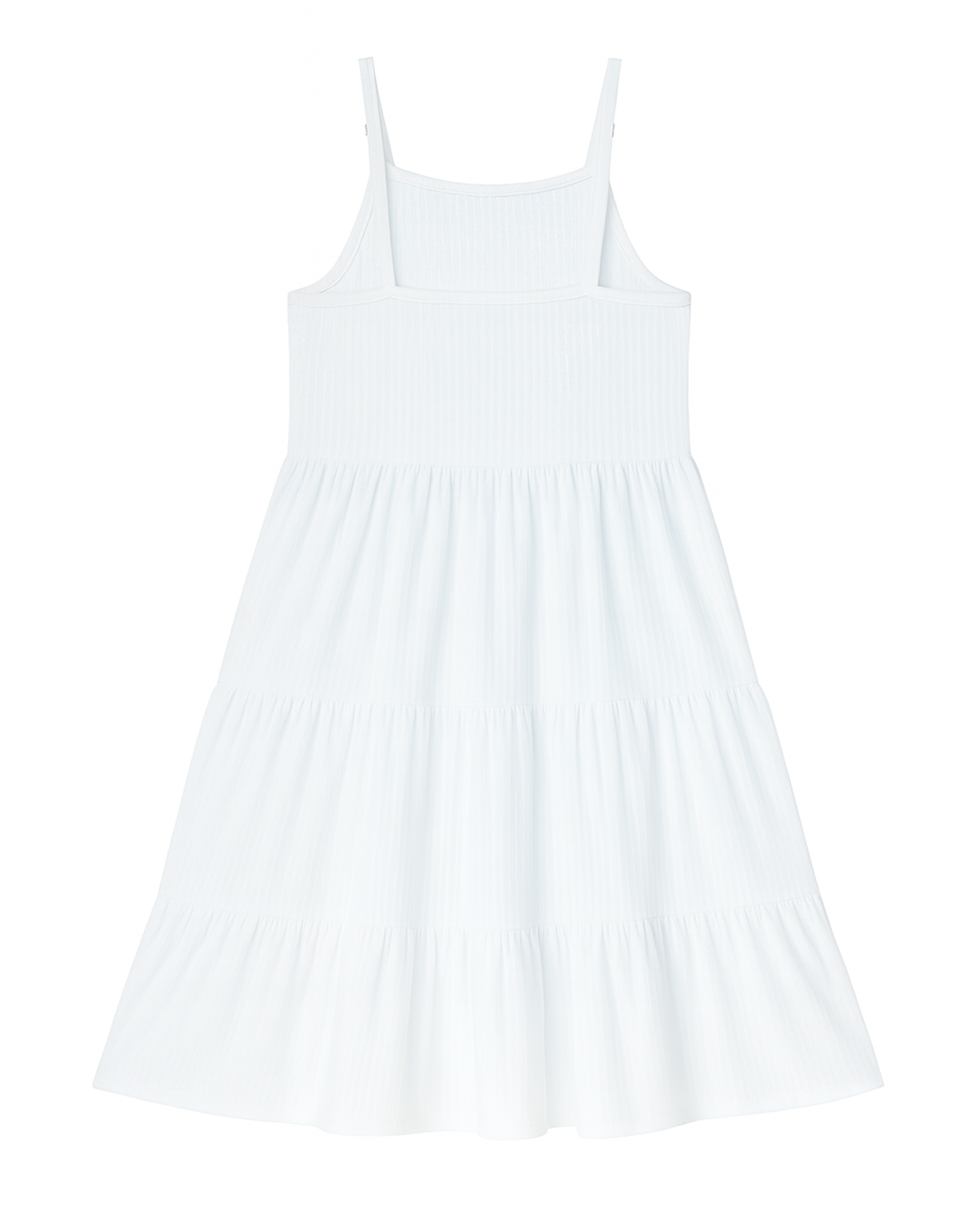 Vestido blanco largo con tirantes ajustables y volantes
