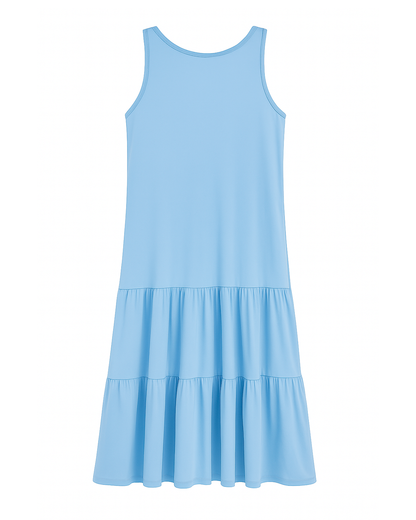 Vestido Infantil Azul Cielo con Volantes