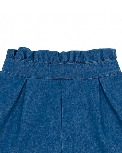 Short Denim con Pretina Fruncida Infantil