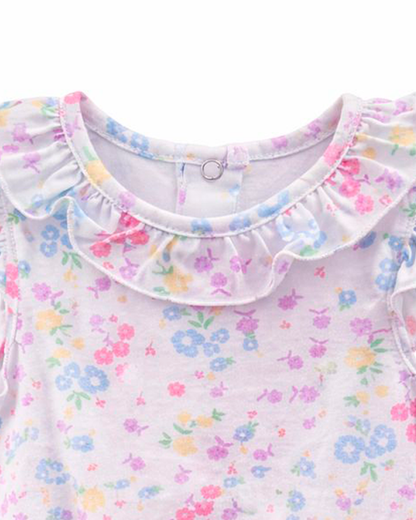 Enterizo Floral con Volantes en Cuello y Mangas