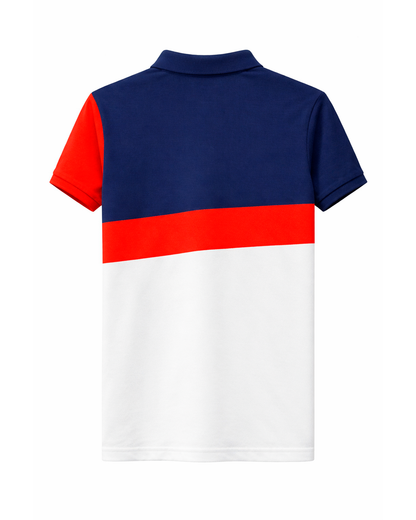 Camiseta Polo Infantil Tricolor Azul Marino, Rojo y Blanco