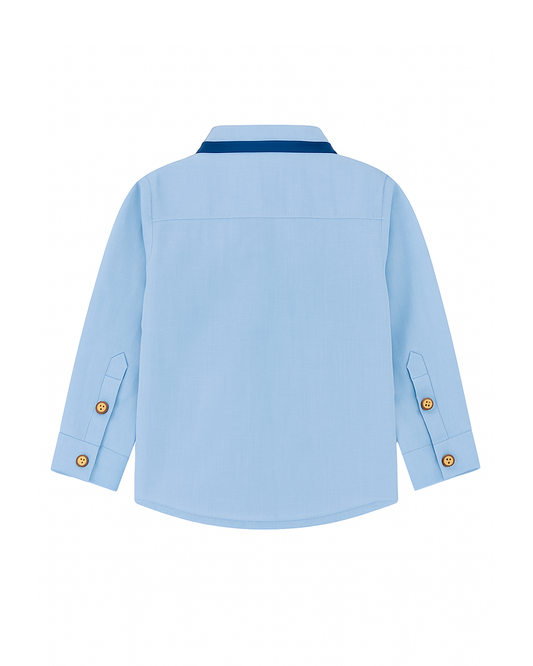 Camisa Niño Celeste con Detalles Azul Marino