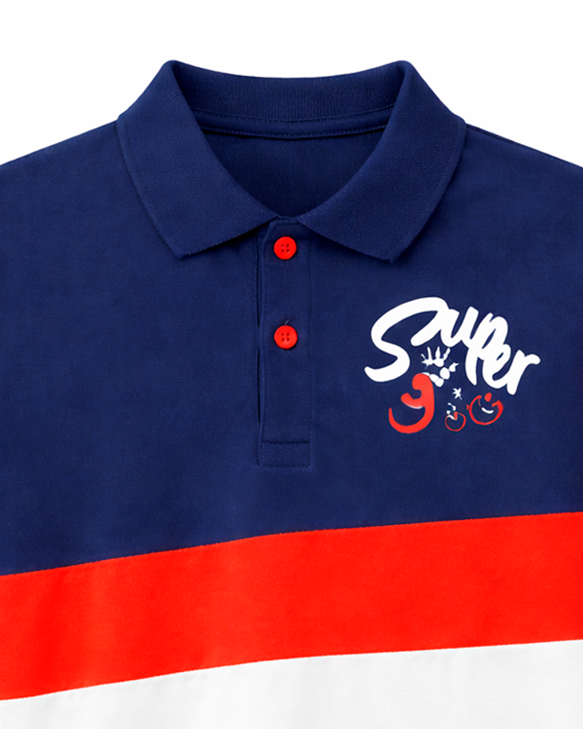Camiseta Polo Infantil Tricolor Azul Marino, Rojo y Blanco