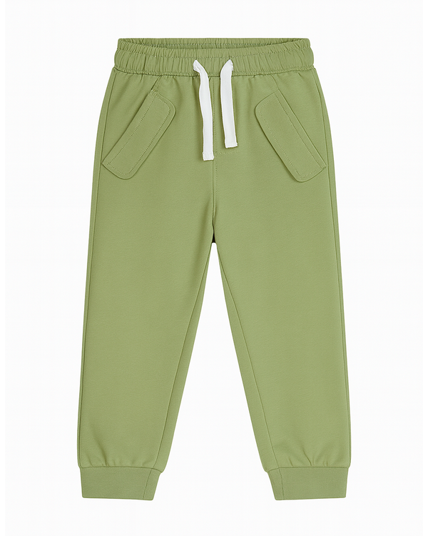 Pantalón Jogger Verde con Cordón Blanco