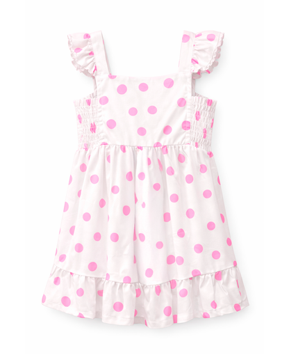 Vestido Niña Lunares Rosado con Tirantes