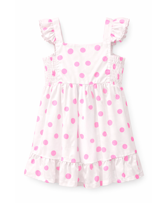 Vestido Niña Lunares Rosado con Tirantes