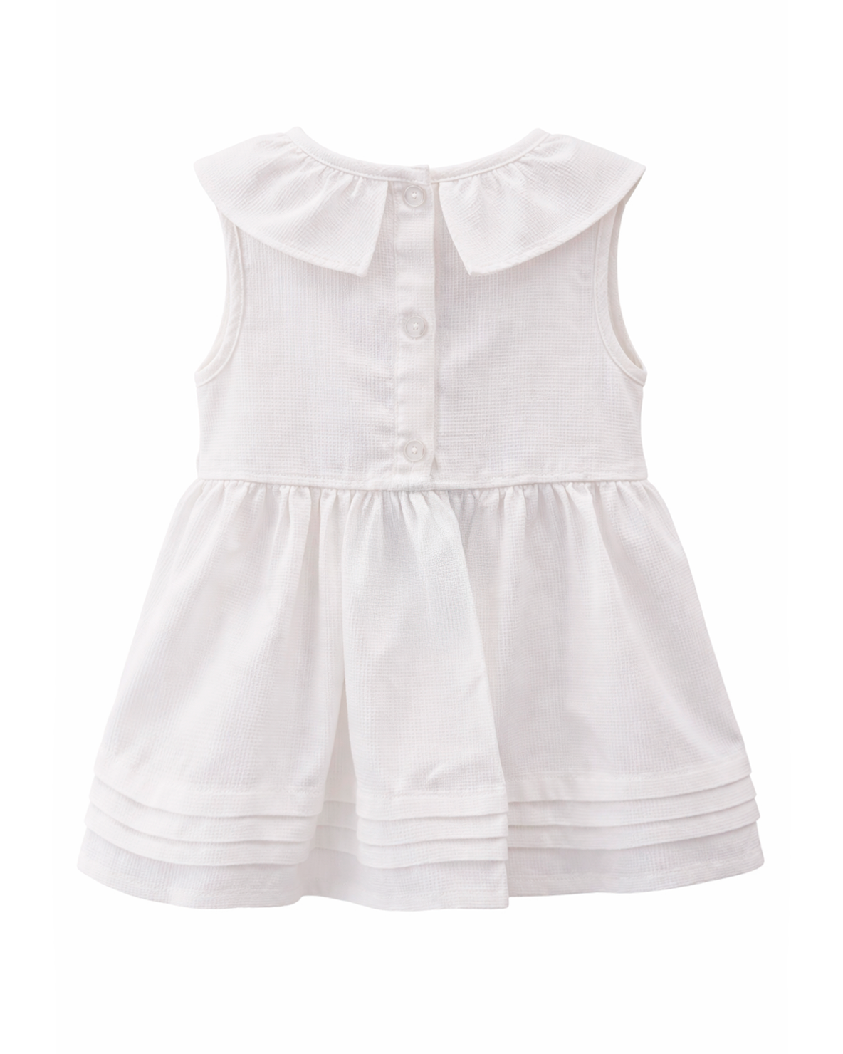 Vestido Blanco sin Mangas con Cuello Volante
