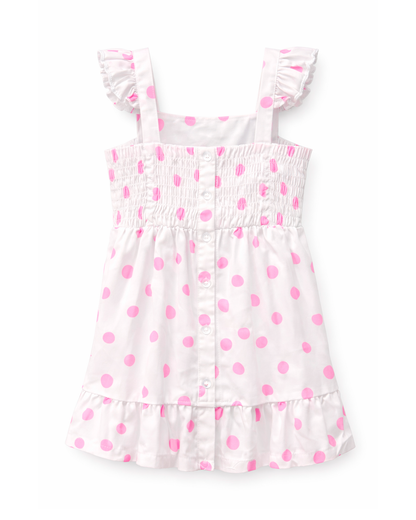 Vestido Niña Lunares Rosado con Tirantes