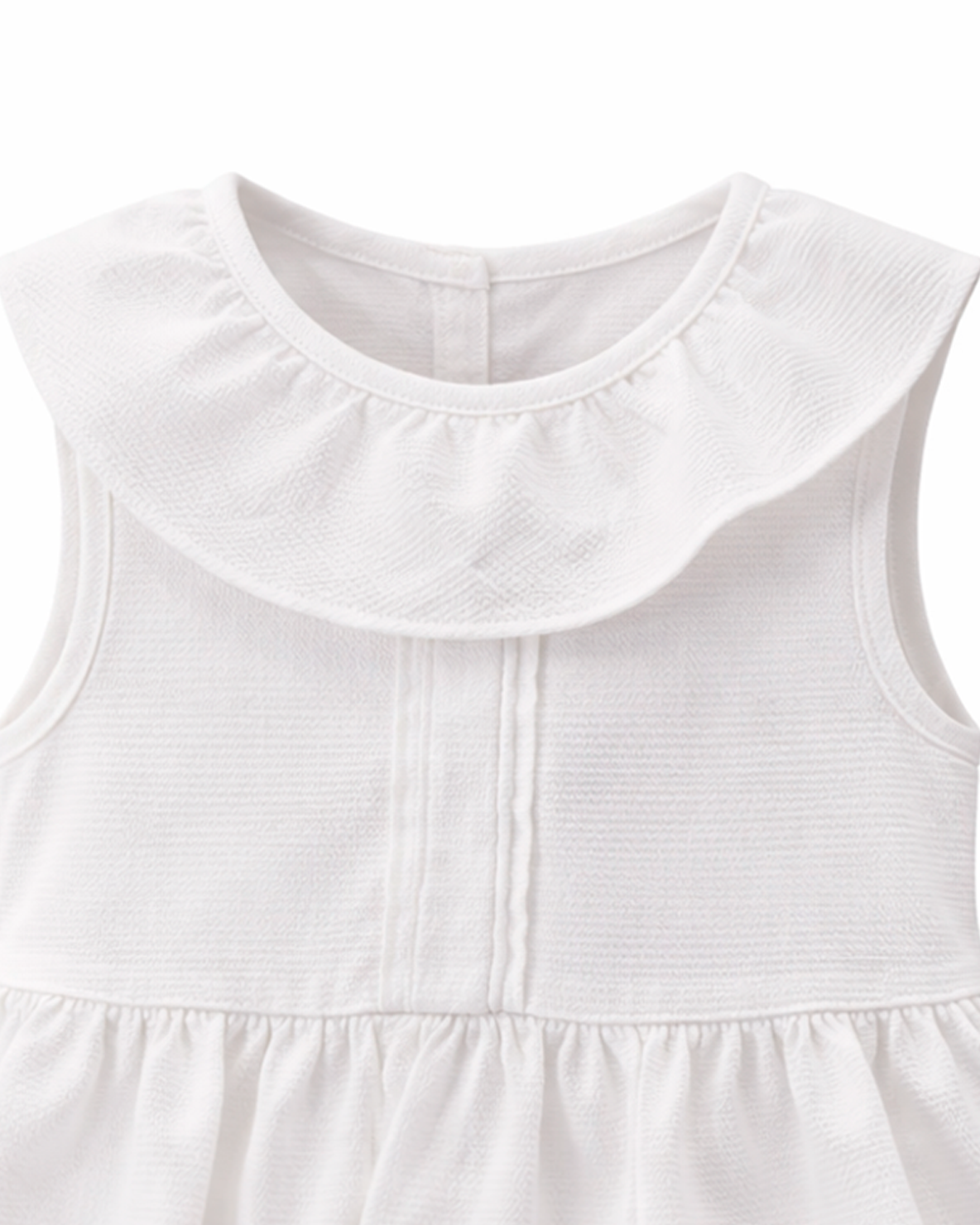 Vestido Blanco sin Mangas con Cuello Volante