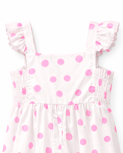 Vestido Niña Lunares Rosado con Tirantes