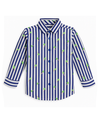 Camisa Niño a Rayas con Estampado de Hongos