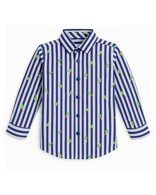 Camisa Niño a Rayas con Estampado de Hongos