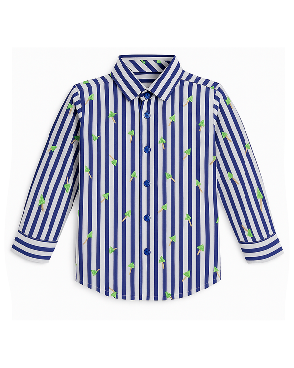 Camisa Niño a Rayas con Estampado de Hongos