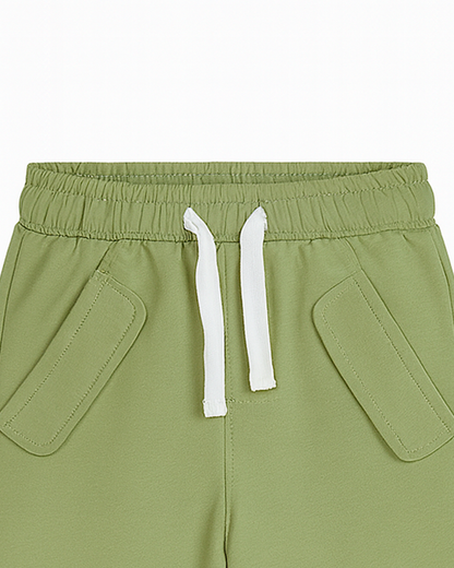Pantalón Jogger Verde con Cordón Blanco