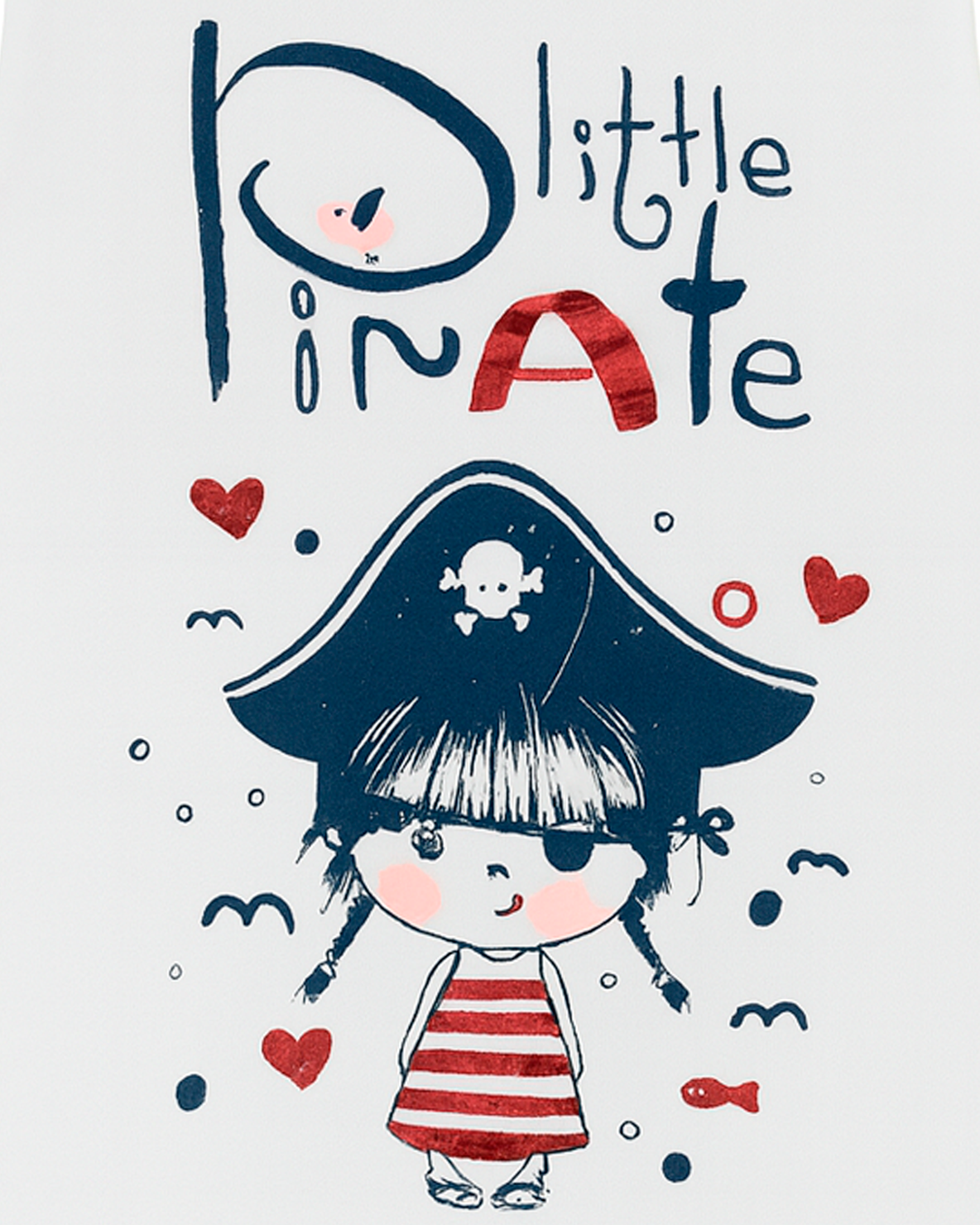 Enterizo blanco con estampado Little Pirate y botones rojos