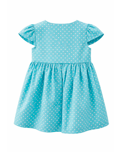Vestido Turquesa de Puntos con Lazo Decorativo