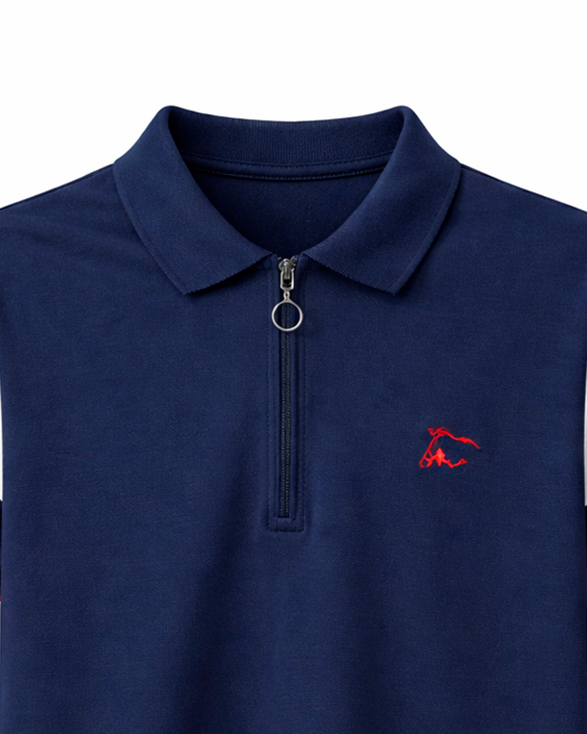 Polo Infantil Azul Marino con Cremallera y Detalles Tricolor