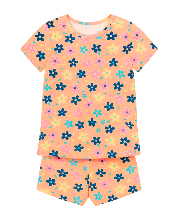 Pijama Infantil de Flores Multicolor