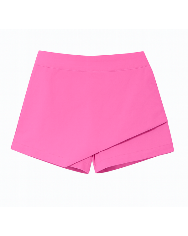 Falda-short rosa fucsia con diseño cruzado