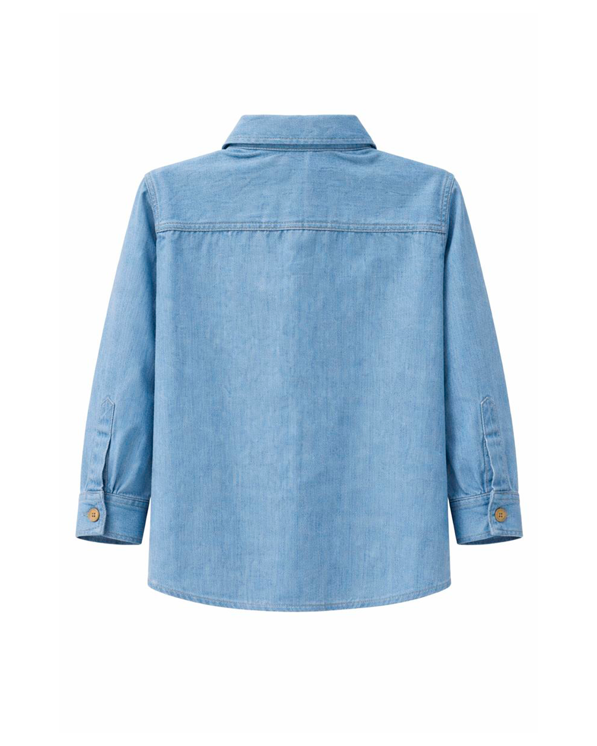 Camisa Infantil en Denim Azul Claro Manga Larga