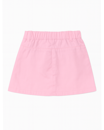Falda rosa con botones frontales y bolsillos