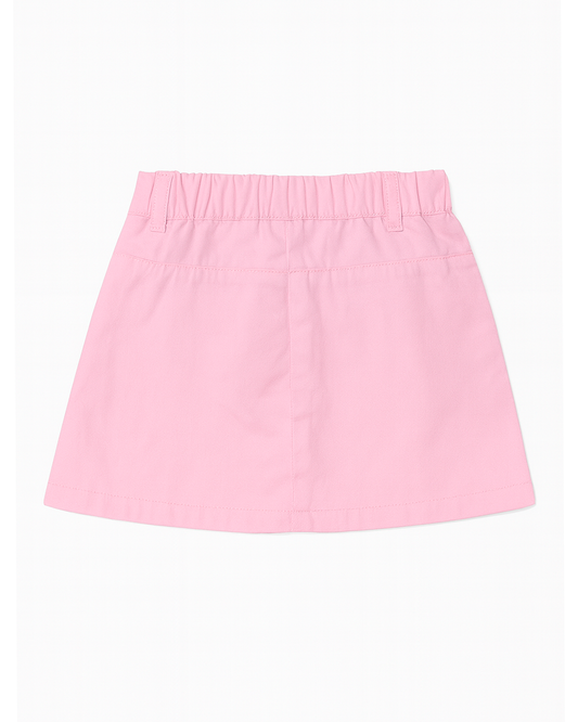 Falda rosa con botones frontales y bolsillos