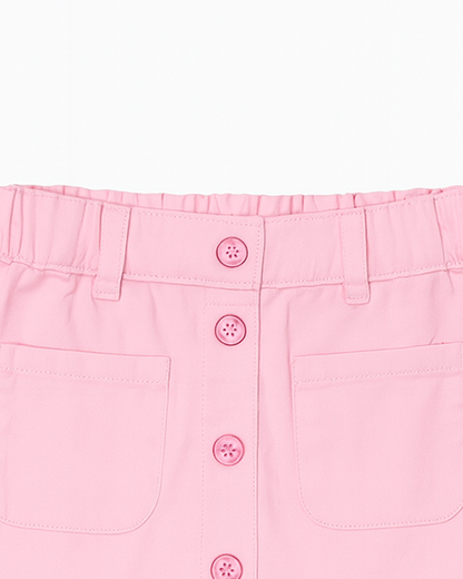 Falda rosa con botones frontales y bolsillos