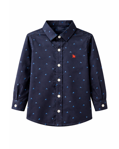 Camisa Infantil Azul Oscuro con Estampado Mini