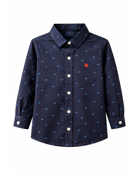 Camisa Infantil Azul Oscuro con Estampado Mini