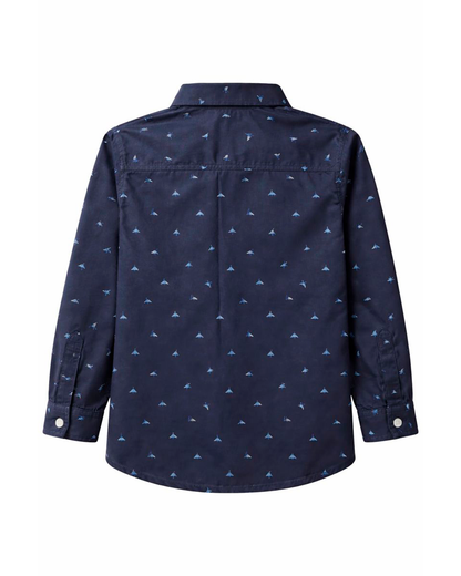 Camisa Infantil Azul Oscuro con Estampado Mini
