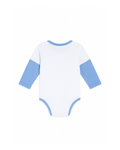 Body de Manga Larga (Blanco con Azul Estampado)