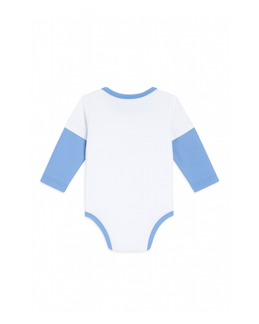 Body de Manga Larga (Blanco con Azul Estampado)