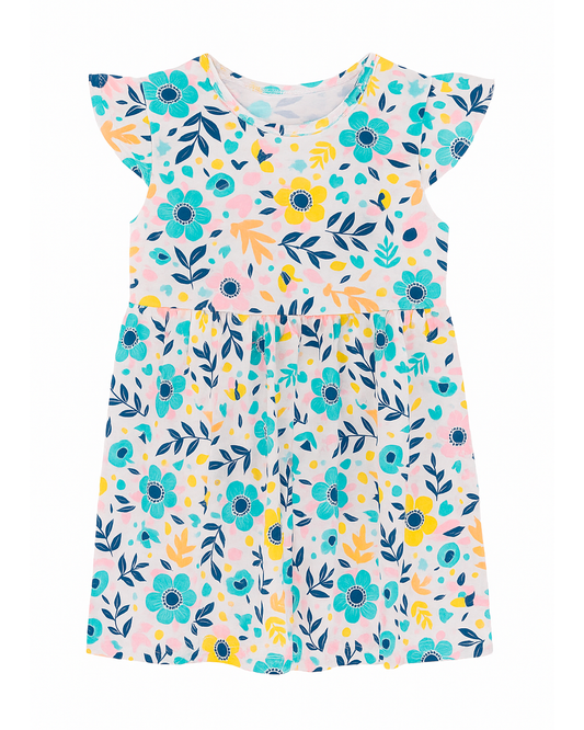 Vestido Infantil de Flores Multicolor